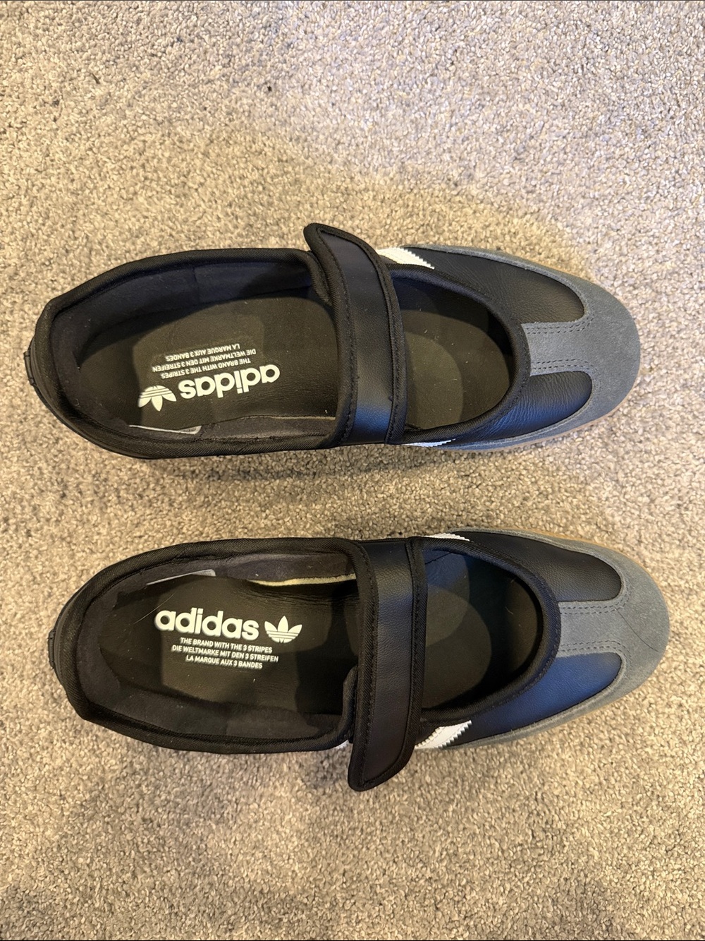 adidas Women’s Black and Gray Mary Jane Strap Sneakers
